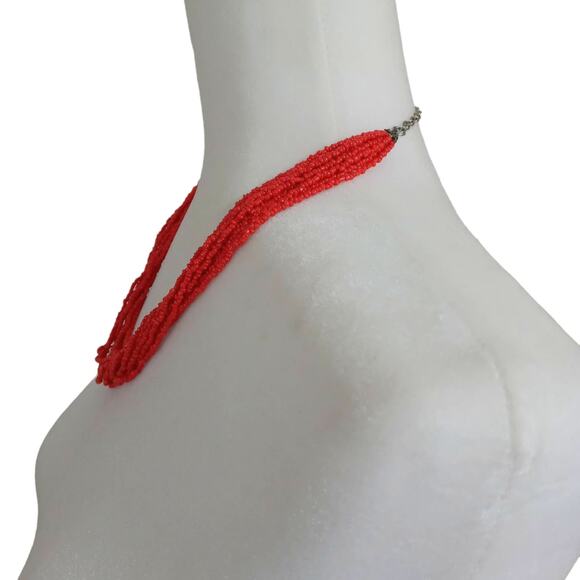 Orange Seed Bead Multistrand Necklace Costume Jewelry Fall Halloween Party - Picture 3 of 14